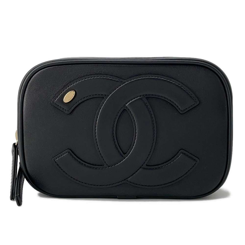 Chanel Body Bag Coco Mark Leather Black